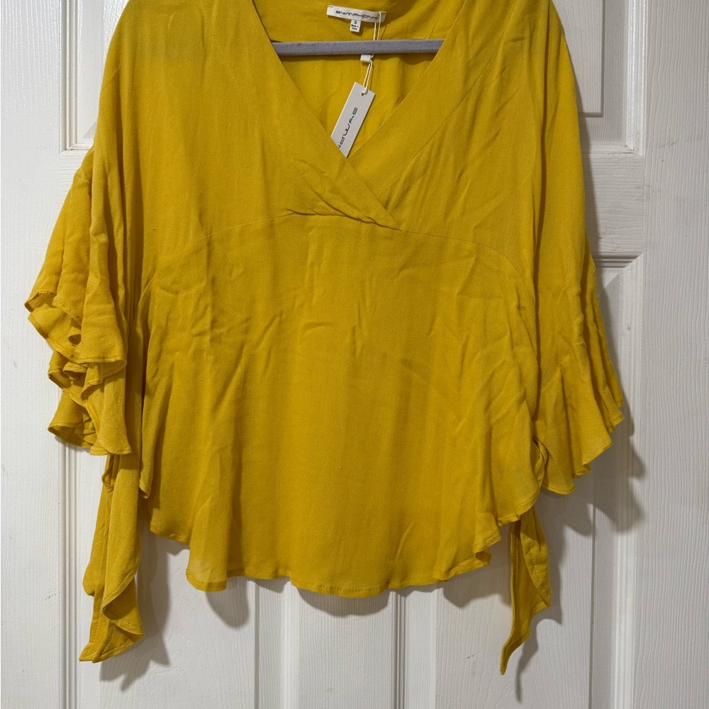 NWT Symphony Yellow Ruffled Top